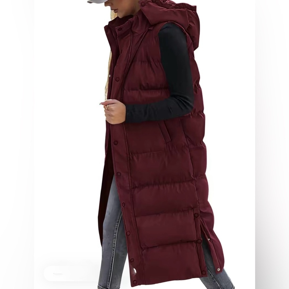 SOLD —-/Women's Burgundy Puffer Vest